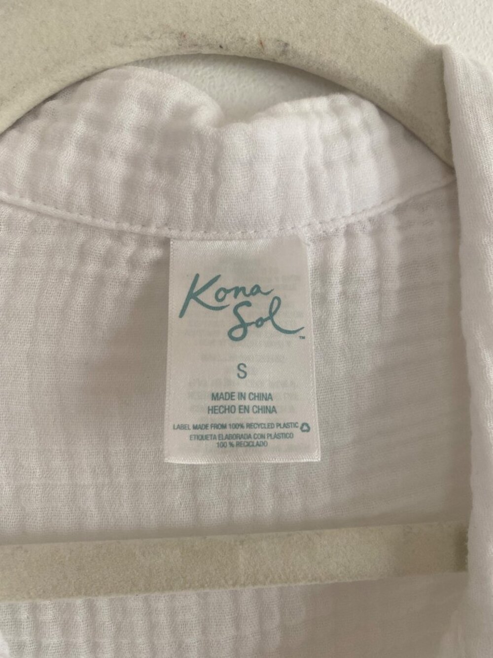 Kona Sol White Gauze Button-Up Shirt Size S Lightweight Cotton Long Sleeve - Picture 3 of 6